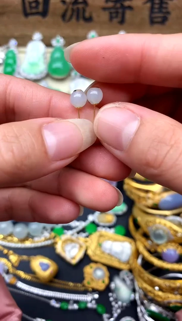 【闪购商品】翡翠耳饰18K金镶嵌11-中国好珍宝