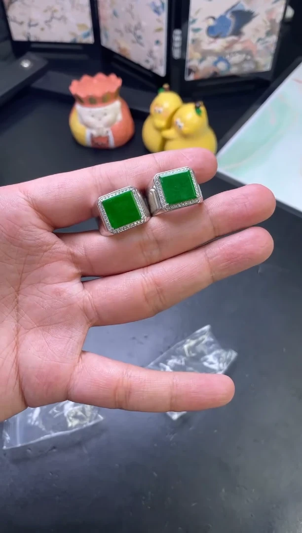 翡翠戒指银S925镶嵌多样性发一件H7