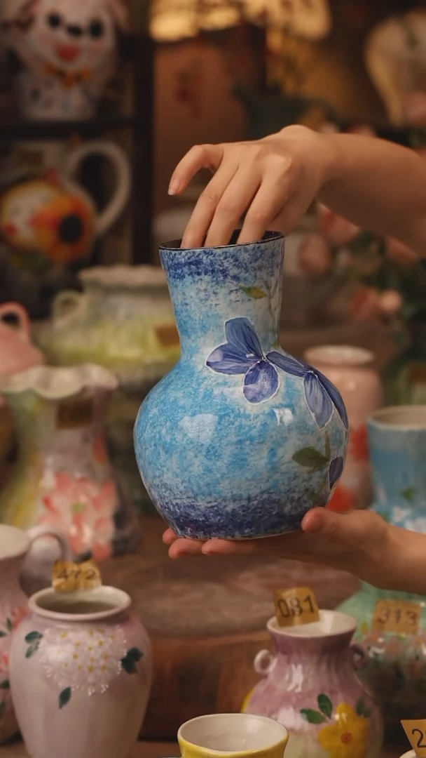 陶瓷431景德镇设计师手作花器摆件侘寂风