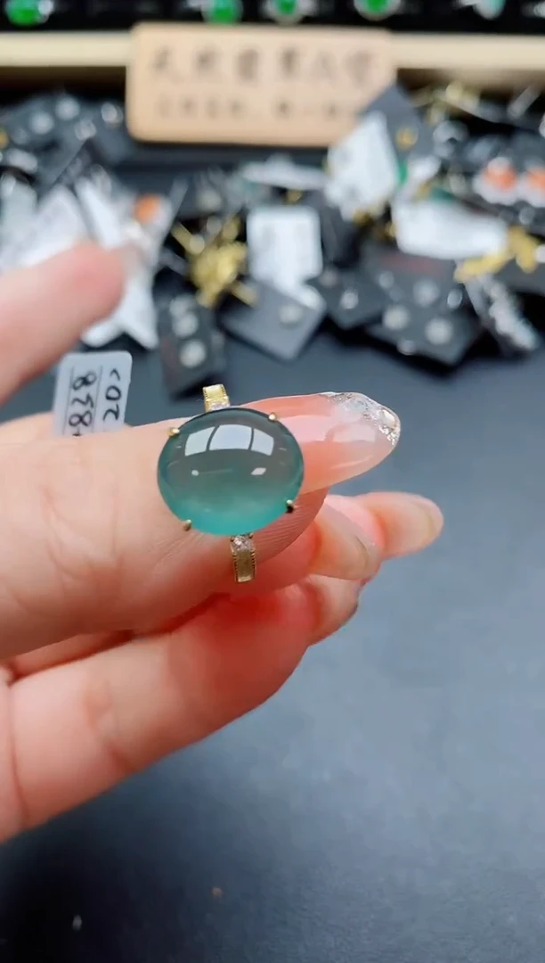 银S925镶嵌戒指翡翠1