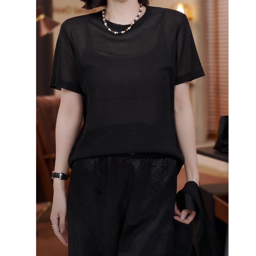 MORELAN2025春夏极简通勤休闲纯色圆领短袖T恤上衣ML-25121