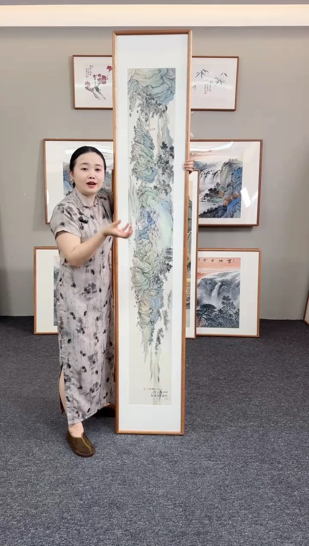 国画山水210*40手绘作品
