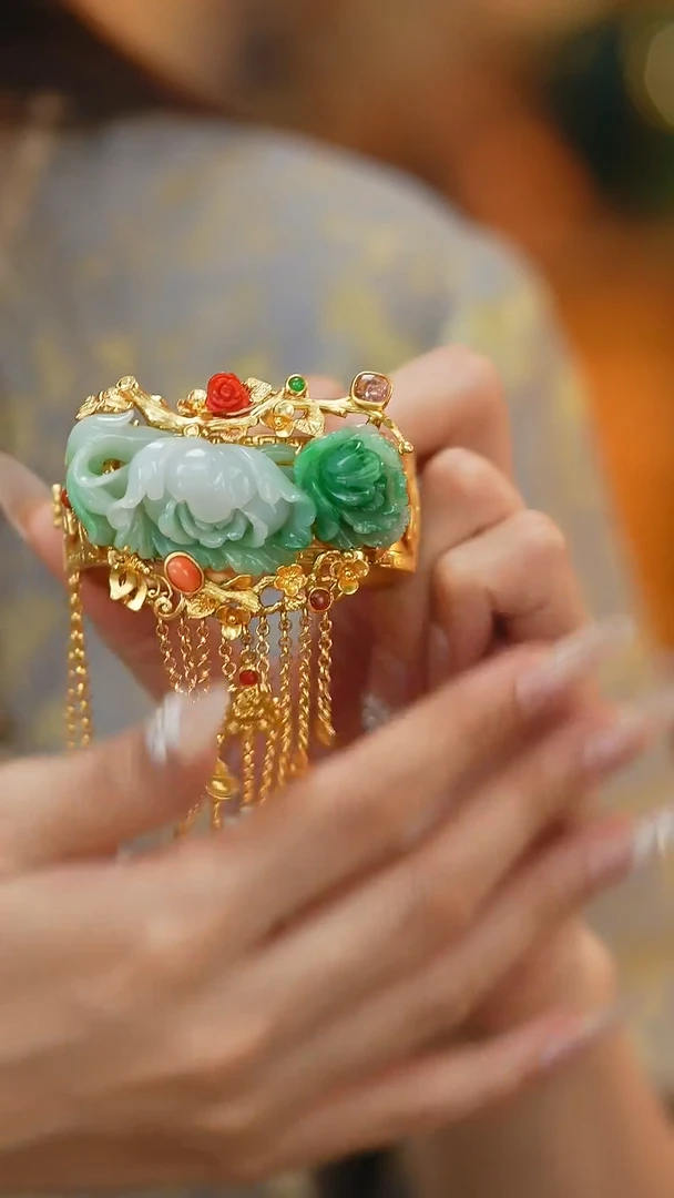 翡翠手镯银S925镶嵌新款