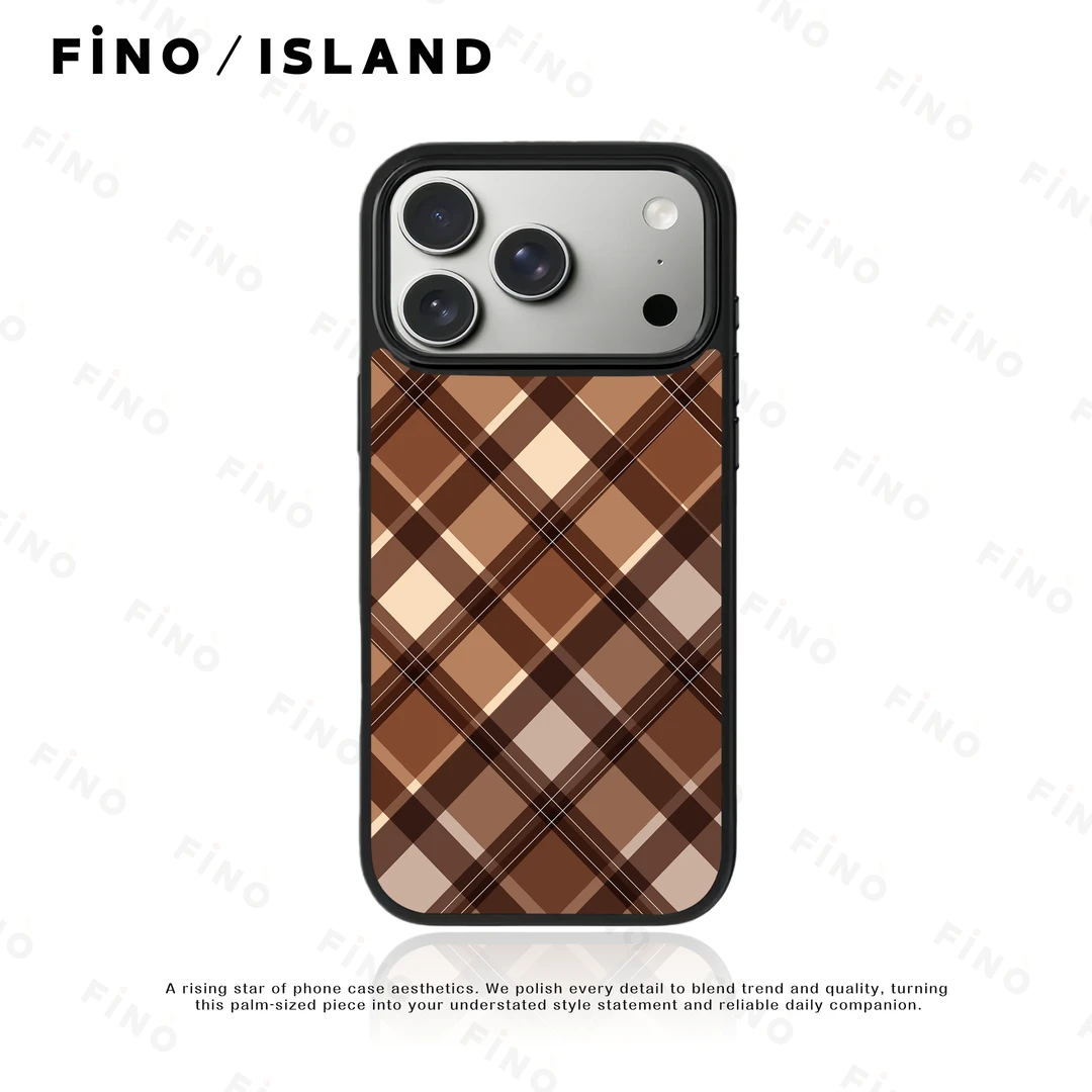 暖褐经纬适用iphone 17pro手机壳防摔小众高级苹果14个性神甲磁吸