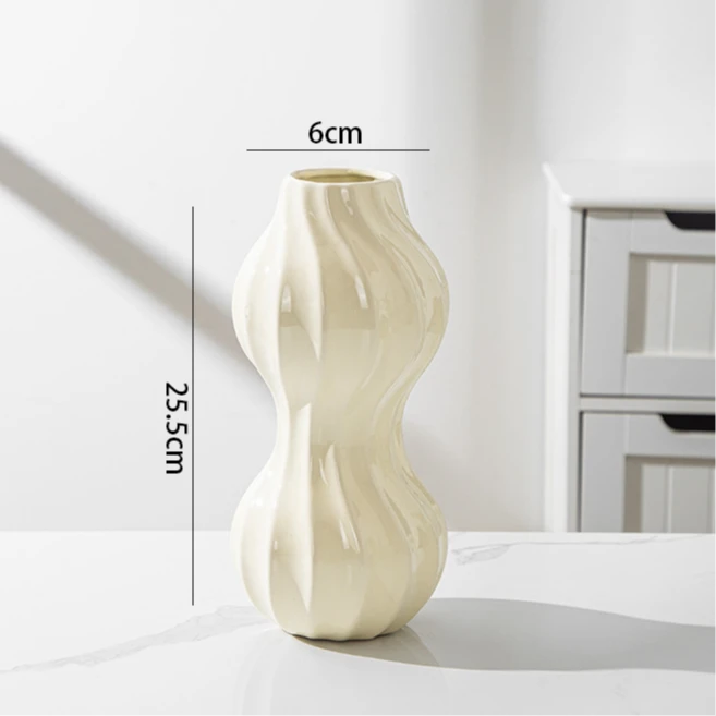 定制欧式好事花生瓶设计感陶瓷花瓶奶油风摆件客厅餐桌装饰花器