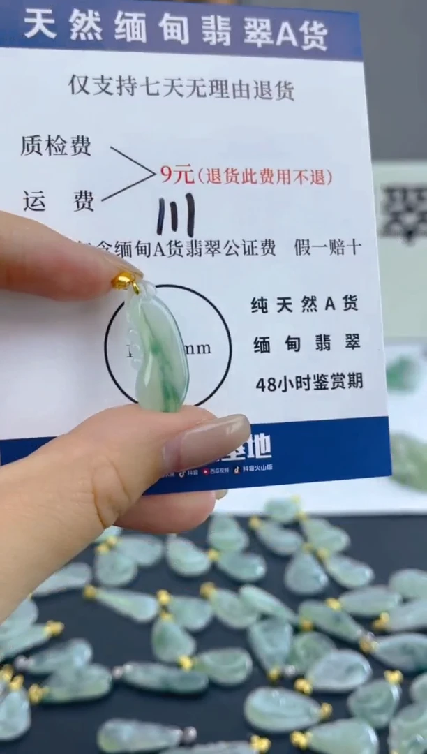 颈饰18K金镶嵌翡翠天然A货翡翠  111