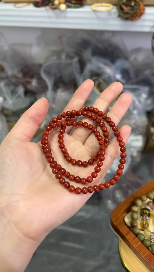 【闪购商品】玛瑙/玉髓手链未镶嵌柿子红玛瑙圆珠多圈手链[921]