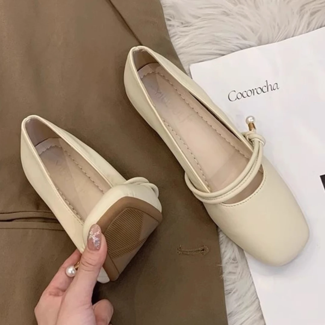 玛丽珍仙女配裙子小皮单鞋女2025新款春秋晚晚风温柔平底奶奶瓢鞋