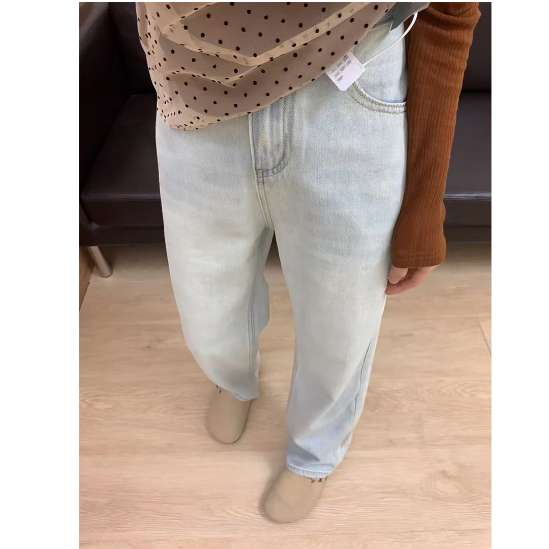 【22K7924】加绒加厚牛仔裤&冬季水洗做旧直筒牛仔裤