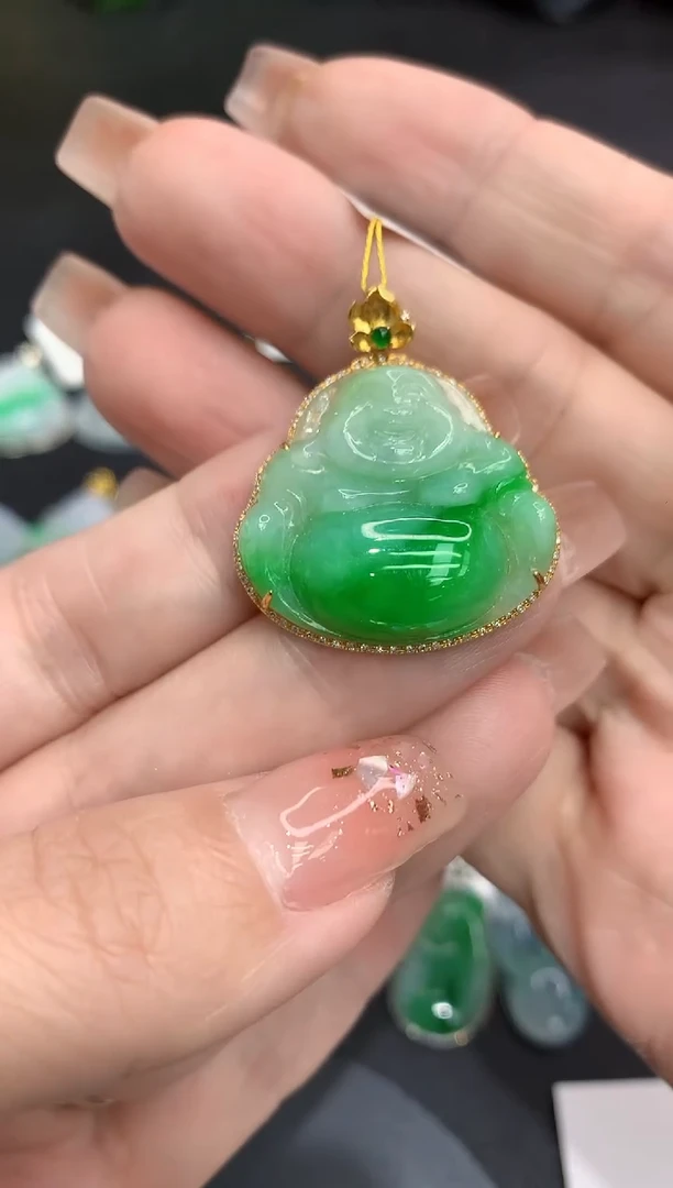 吊坠(不含链)18K金镶嵌翡翠111111111111