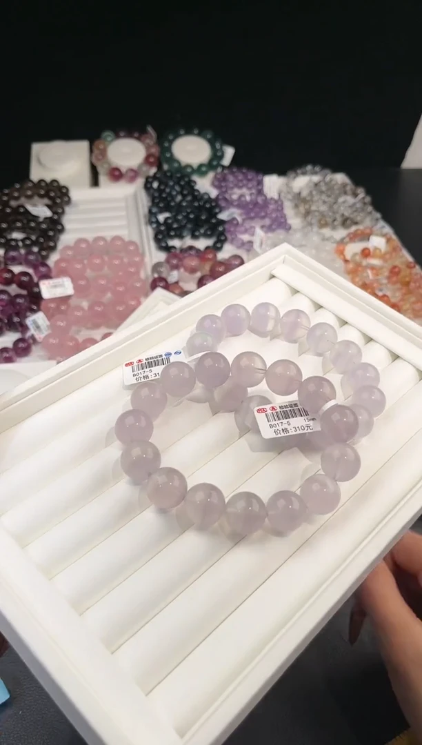 【闪购商品】萤石手链未镶嵌多样性发一Q127奶紫15mm