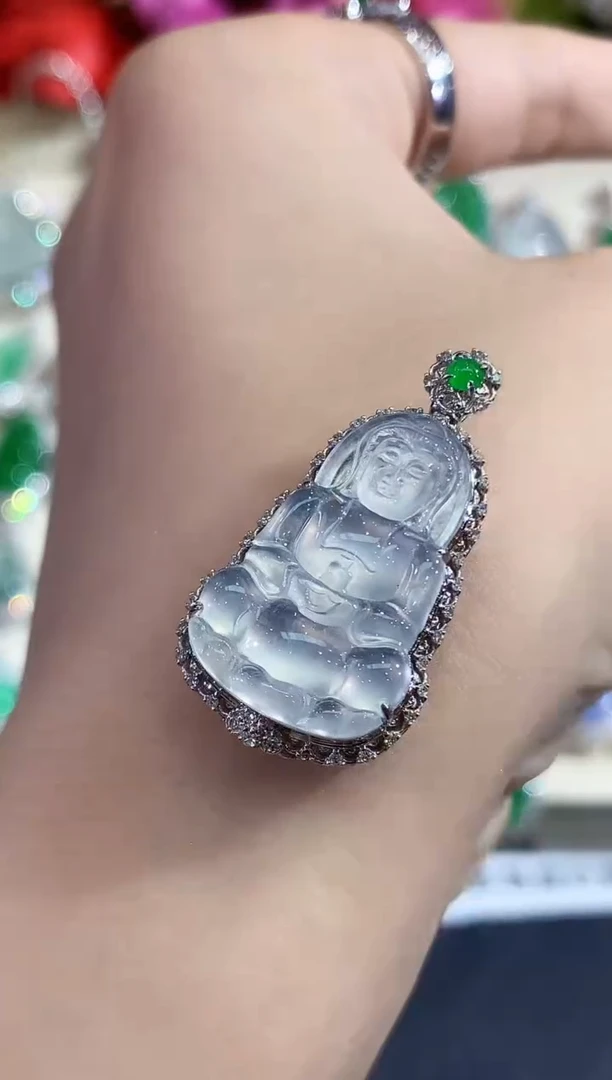 吊坠(不含链)18K金镶嵌翡翠B106