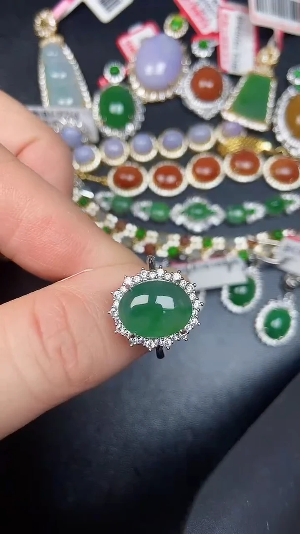 银S925镶嵌戒指翡翠3000