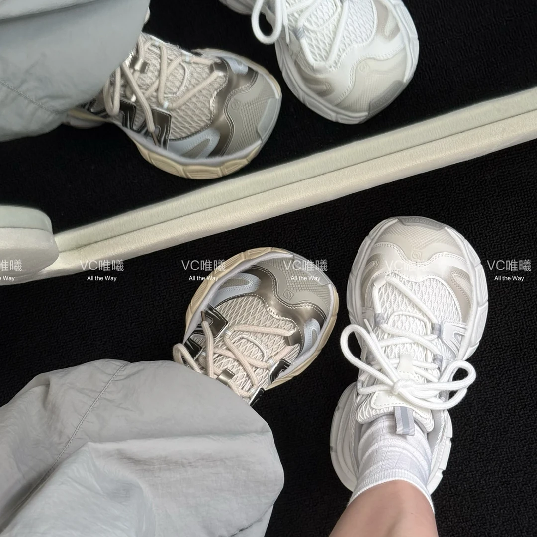VC唯曦｜超正圆头老爹鞋女卡皮巴拉厚底轻跑网面透气运动鞋