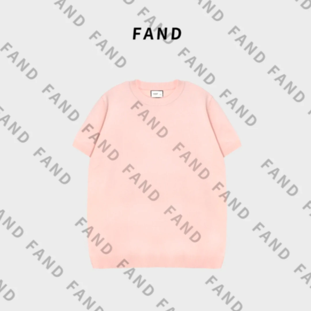 FAND团团【LP-pink】2025新品夏季情侣装针织条纹宽松圆领短袖T恤