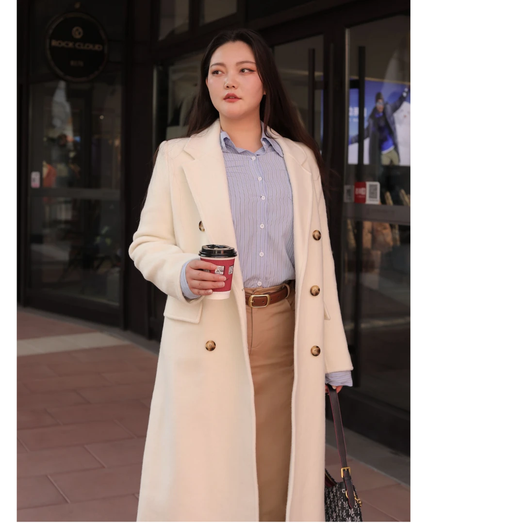 【春日物语】双面呢羊毛大衣正肩加长款高个子女神早春显瘦气质外套