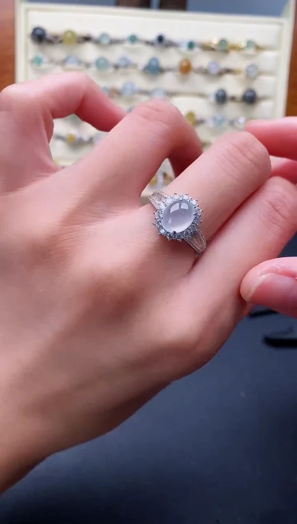 翡翠戒指银S925镶嵌222222222+10