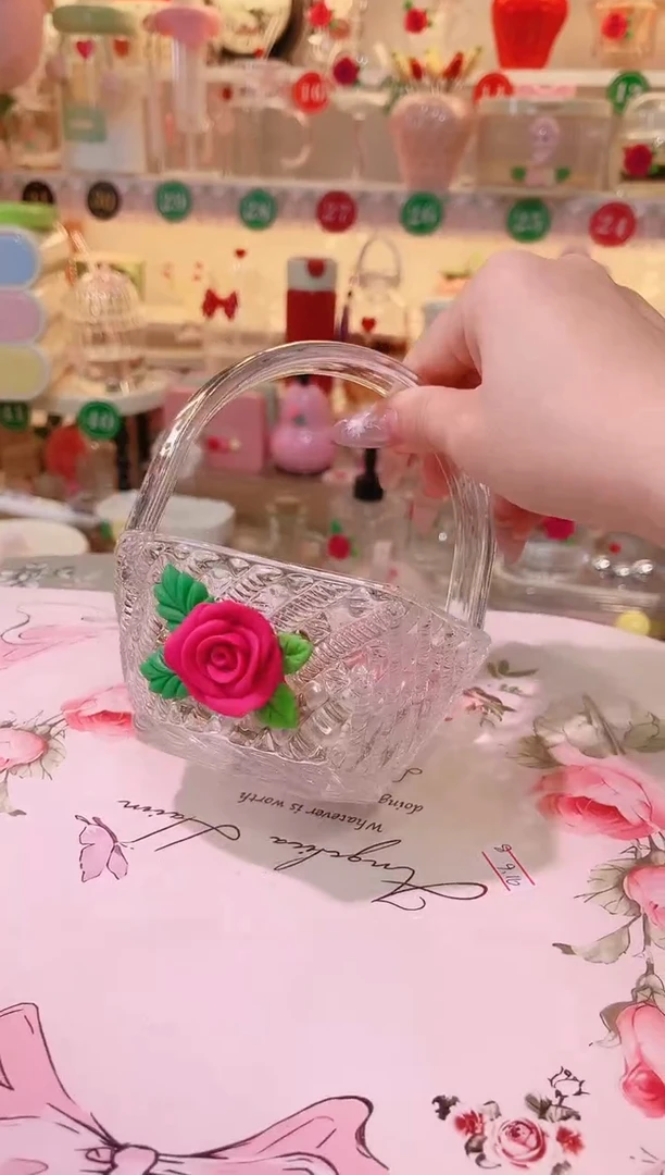 其他品质好发货快放心拍！玫瑰花爱心玻璃小提篮