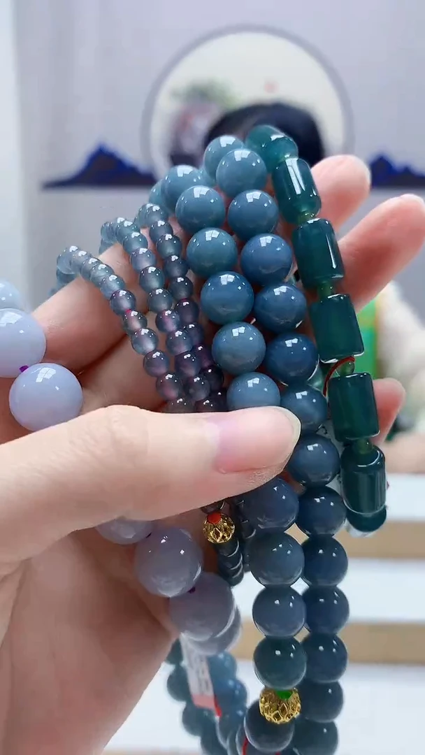 未镶嵌定制翡翠4852zm-毛货珠链一套134