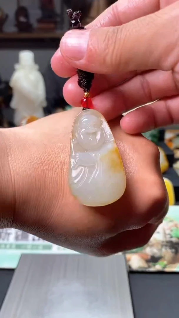 和田玉未镶嵌挂件弥勒佛