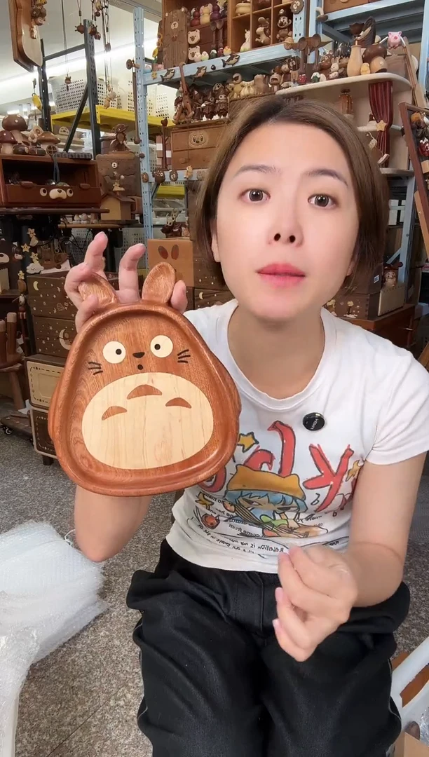 乌檀木大号龙猫盘