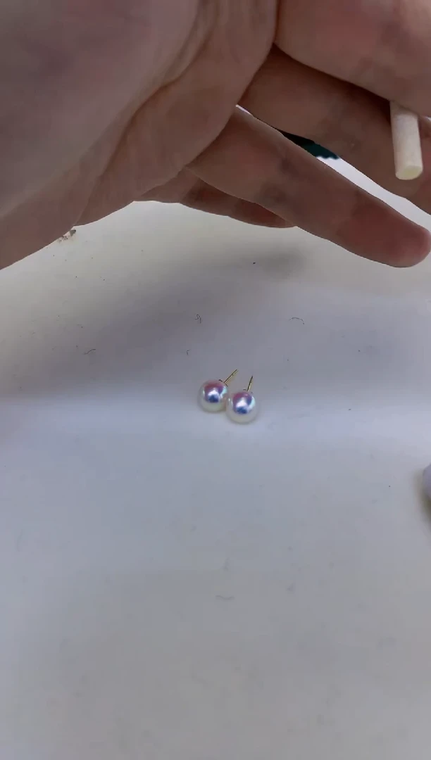 18K金镶嵌海水珍珠饰品9-9.5素钉定制