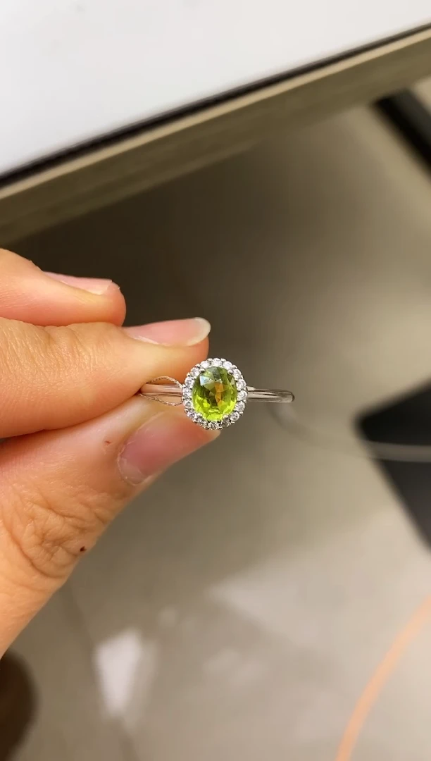 银S925镶嵌戒指碧玺天然碧玺