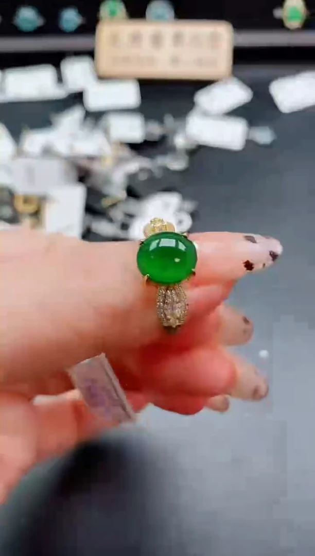 银S925镶嵌戒指翡翠1