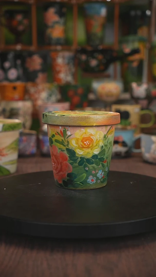 紫砂油画手绘釉下彩