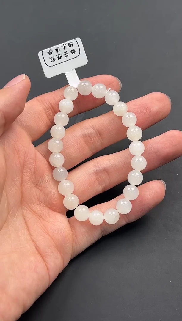 未镶嵌手串和田玉青海白玉手串卡8微色差 裂