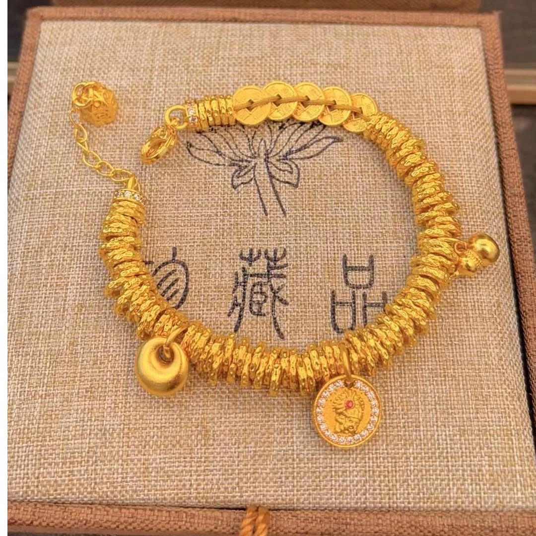 铜合金手链 五帝币葫芦元宝盘缠手链轻奢气质