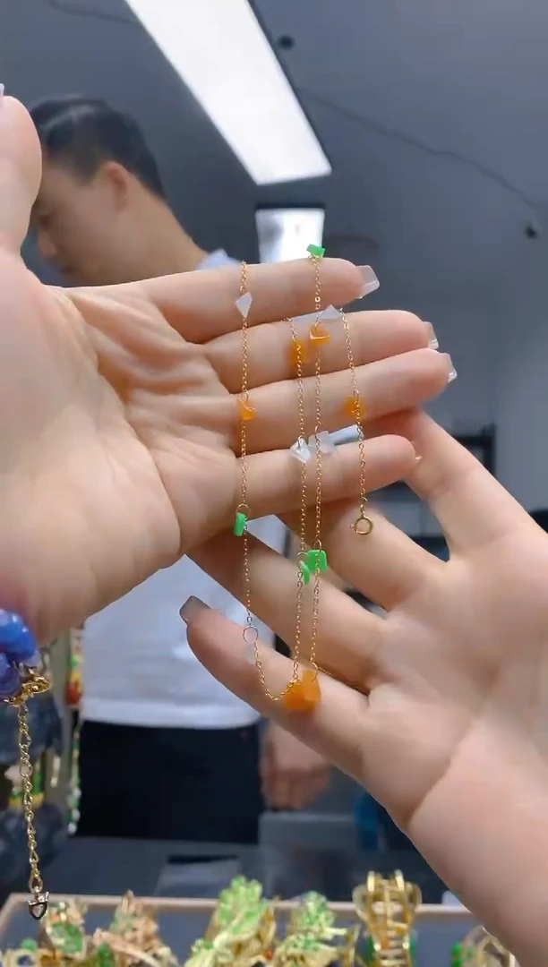 【闪购商品】翡翠耳饰合金161翡翠锁骨链