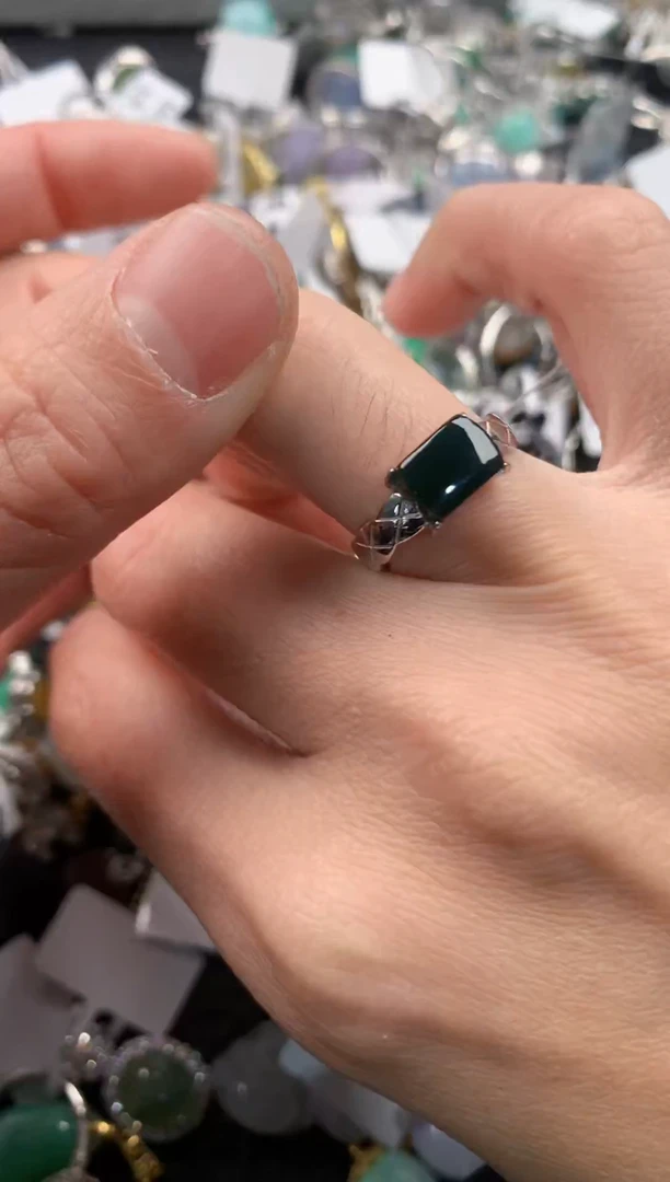 银S925镶嵌戒指翡翠222   8