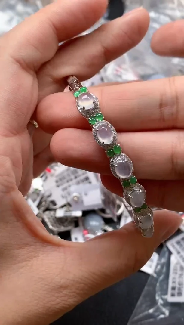 翡翠戒指银S925镶嵌天然A货缅甸翡翠