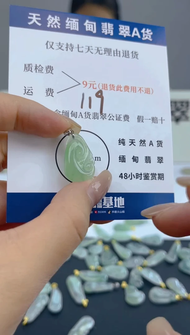 颈饰18K金镶嵌翡翠天然A货翡翠  119