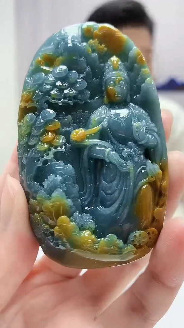 定制翡翠未镶嵌4917zm-毛货挂件佛观天下110