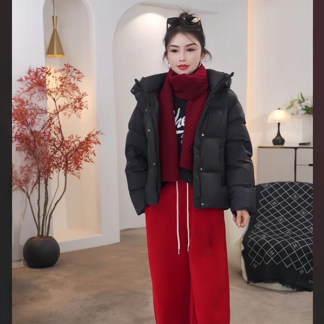 【休闲时尚】保暖蓬松连帽宽松短款外套