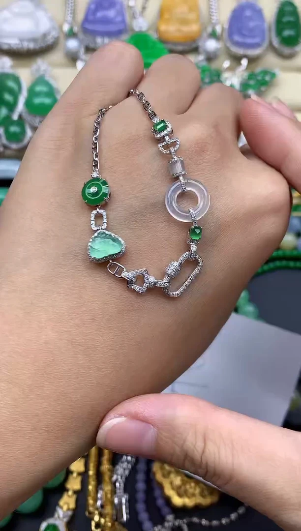 18K金镶嵌手链翡翠639-春日珠宝