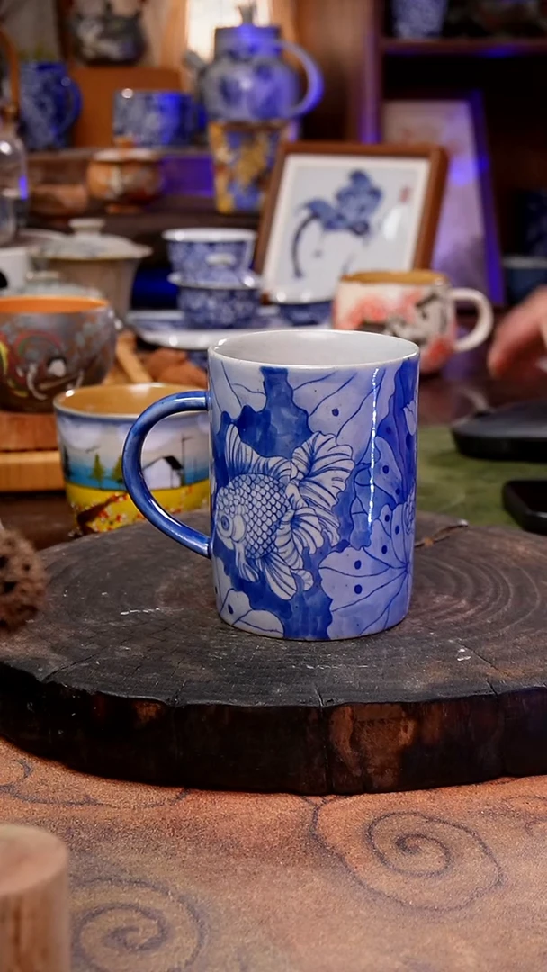 杯子金鱼手工手绘手工手绘