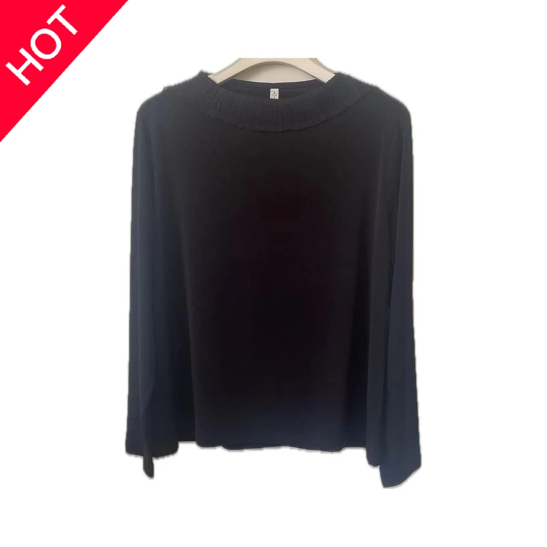 【xineba2】韩国春秋荷叶领长袖衫2024新款女士时尚洋气舒适高弹