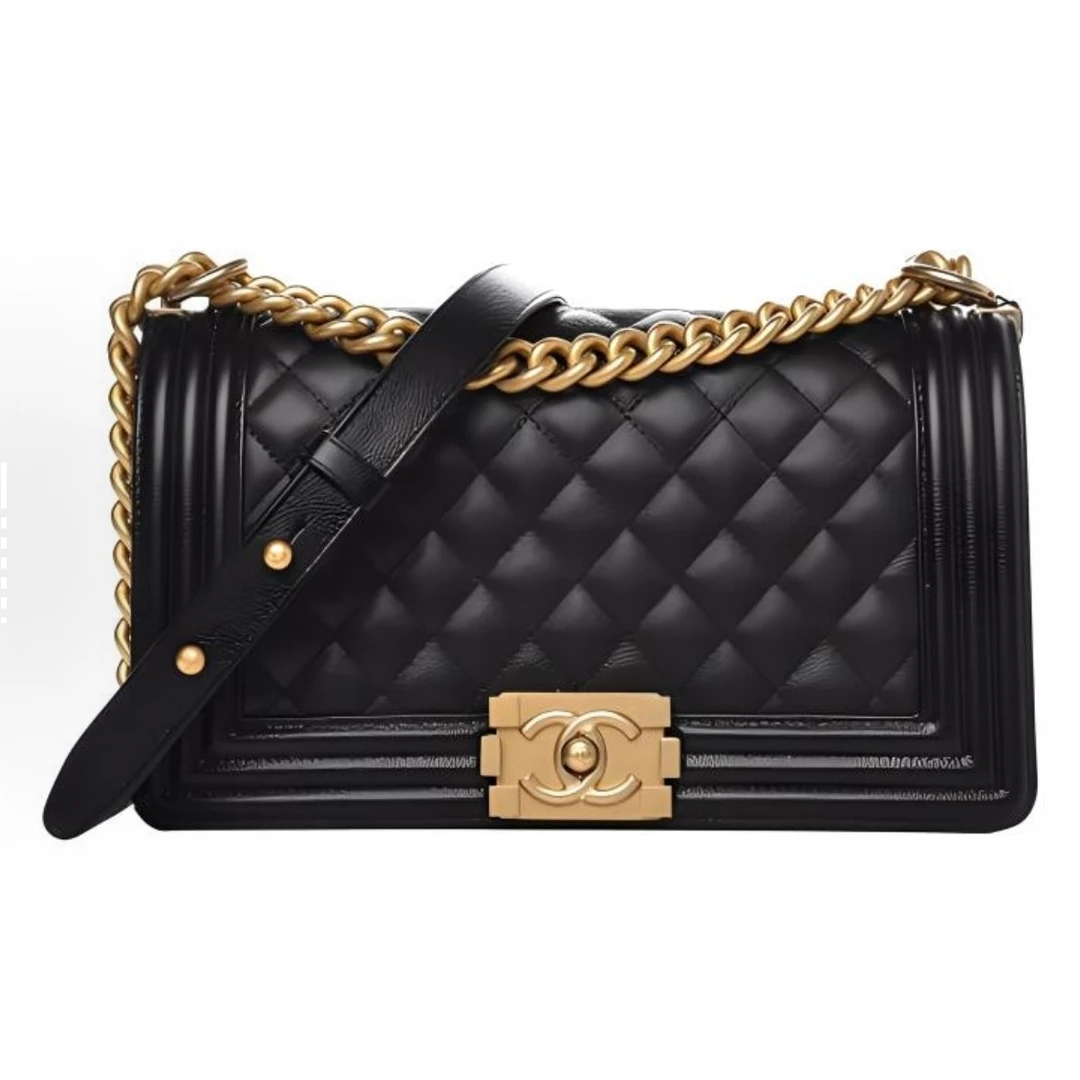 99新 Chanel/香奈儿 leboy中号黑金/黑银（羊皮）