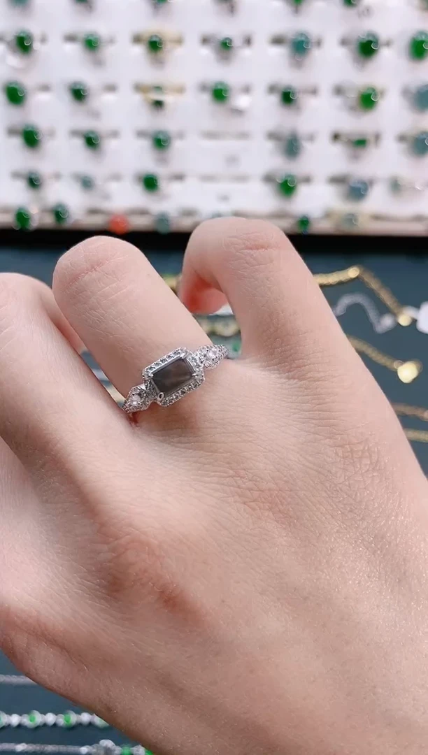 【闪购商品】翡翠戒指银S925镶嵌天然翡翠