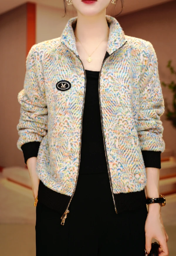 幻彩霞衣-新款加绒加厚印花气质上衣外套百搭显瘦时尚