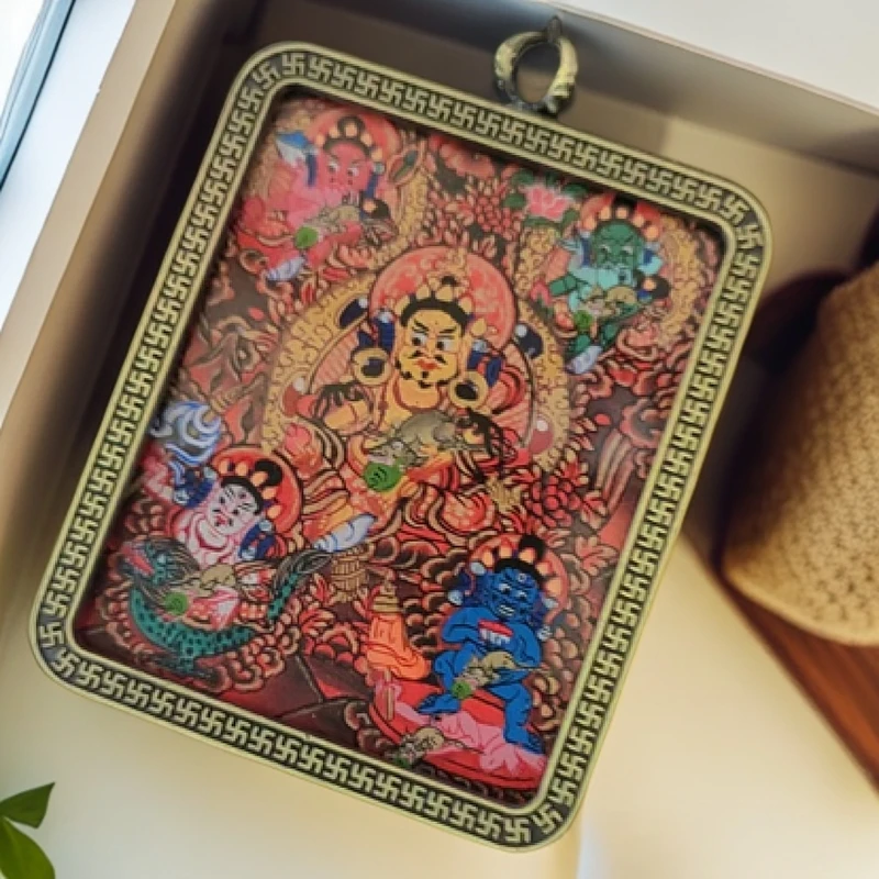 钛钢项链 藏饰 纯手绘 五路财神