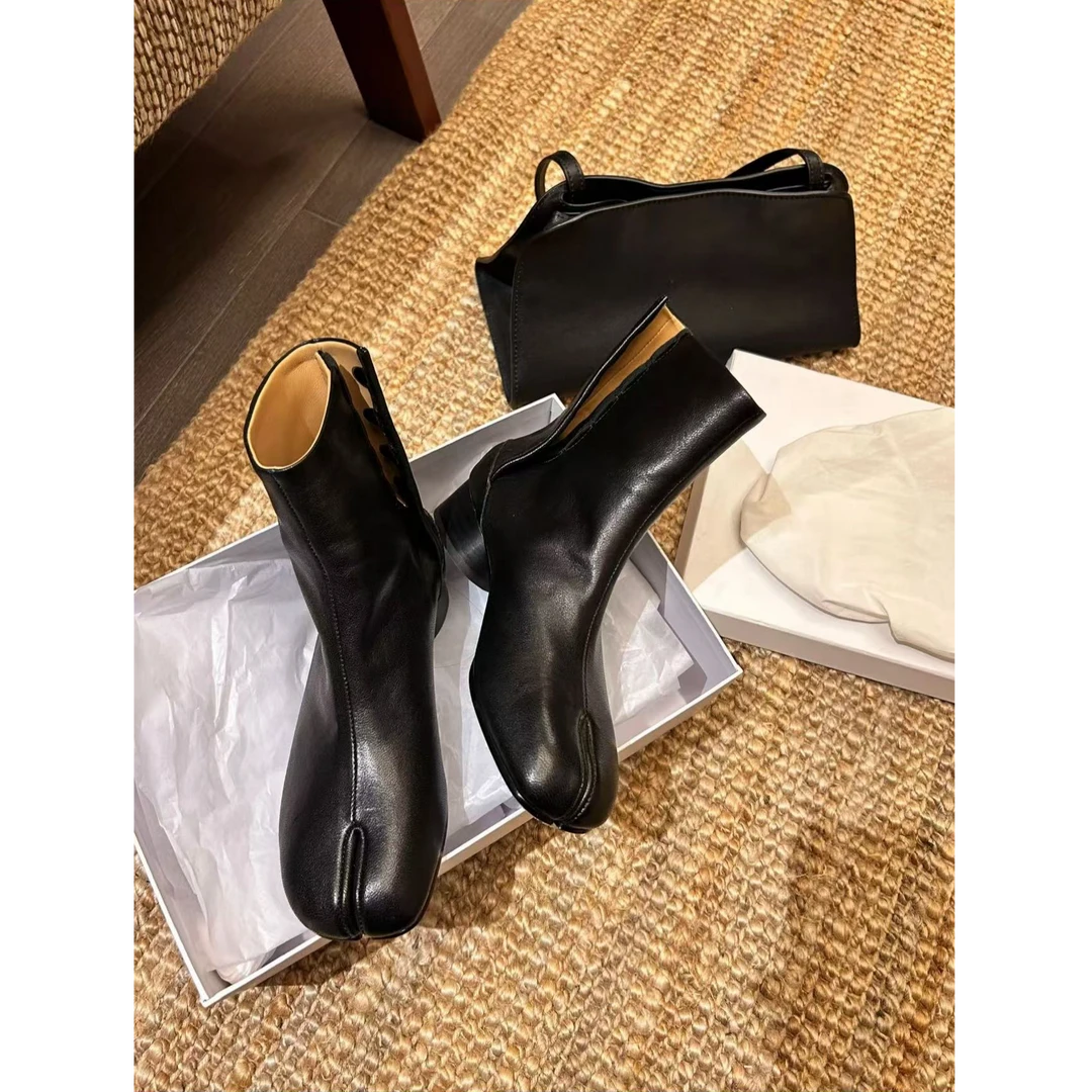 【6189分趾靴】复古优雅百搭显瘦分趾羊皮靴切尔西女士靴子