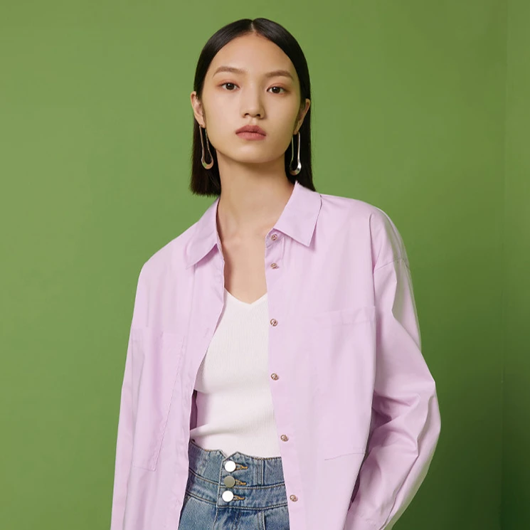 【商场同款新品】纯色衬衫女秋季高级感上衣简约内搭职场通勤薄款衬