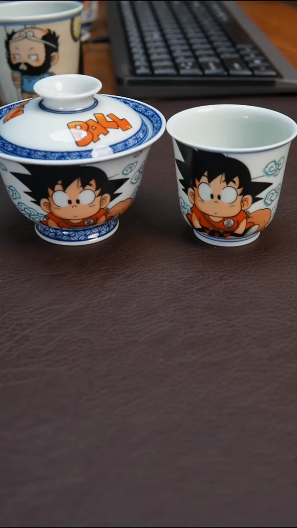 陶瓷杯景德镇手绘龙珠一套