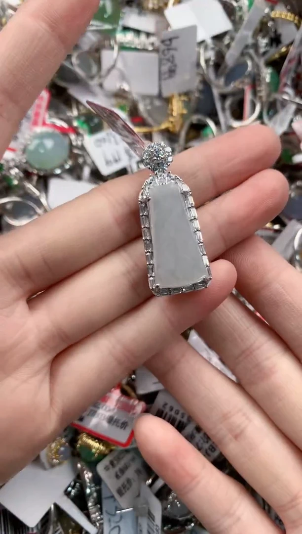 银S925镶嵌戒指翡翠444----8