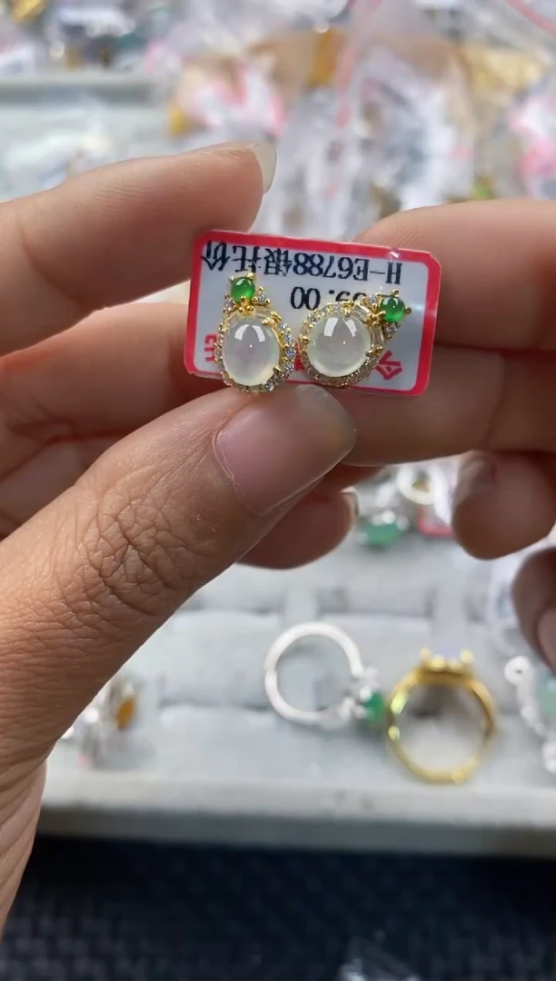 银S925镶嵌戒指翡翠555---8