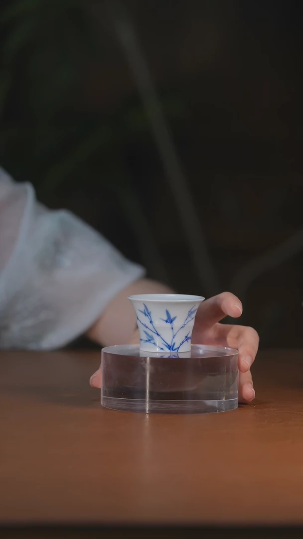 青花竹子竹节杯